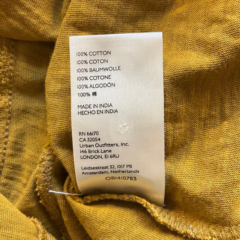 Anthropologie Top Womens Small Mustard Yellow Cotton Ruffle V Neck Long Sleeve - Picture 8 of 10